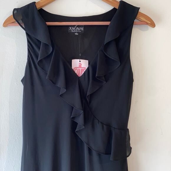 Xscape Black Ruffled Sleeveless Tiered Maxi Dress 8 Dark Fairy Whimsigoth Hoco - Picture 2 of 9